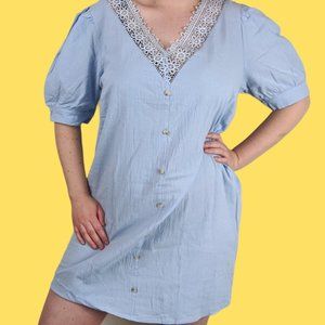 Pastel Blue Cottage Core Puffy Sleeve Dress